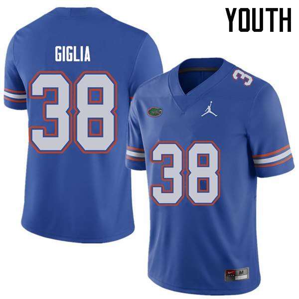 Youth NCAA Florida Gators Anthony Giglia #38 Stitched Authentic Jordan Brand Royal College Football Jersey TVU6165EB